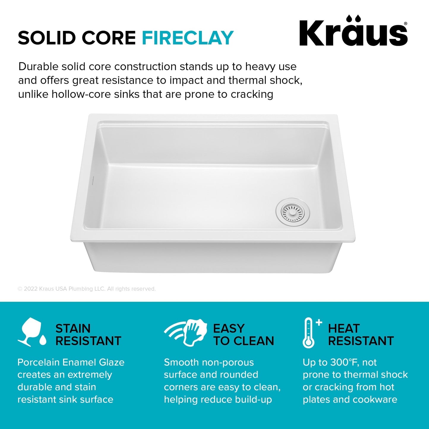 KRAUS Turino 33" Drop-In or Undermount Fireclay Workstation Kitchen Sink in Gloss White - KFDW1-33GWH