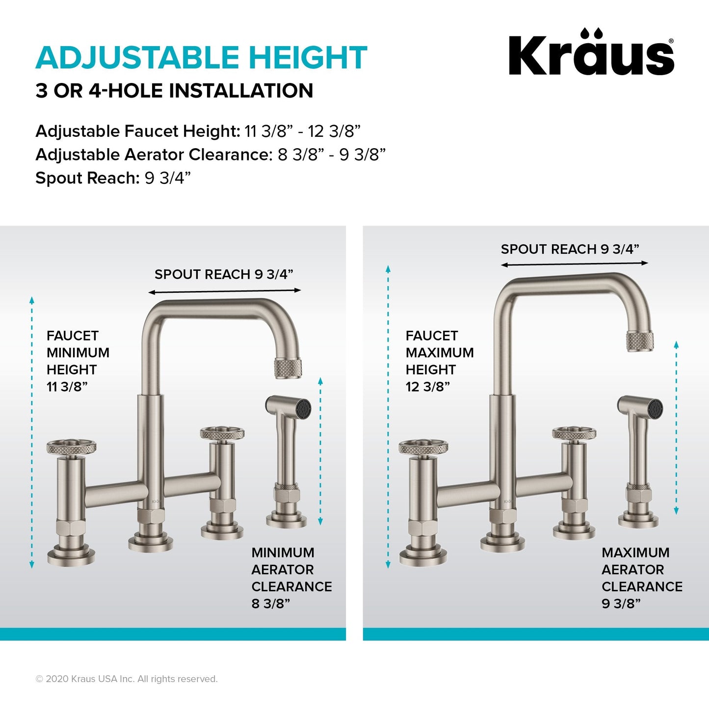 KRAUS Urbix Industrial Bridge Kitchen Faucet & Water Filter Faucet in Spot Free Stainless Steel - KPF-3125-FF-101SFS