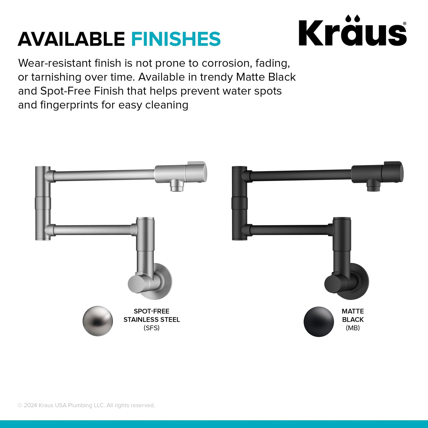 KRAUS Matte Black Wall Mounted Pot Filler - KPF-5003MB