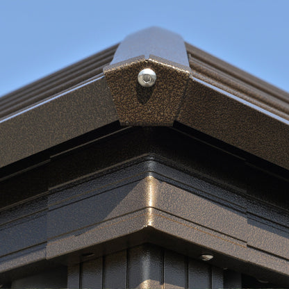 Outsunny 10' x 13' Hardtop Gazebo with Curtains, Netting, Steel Roof, Ceiling Hook, Gray - 84C-097CG