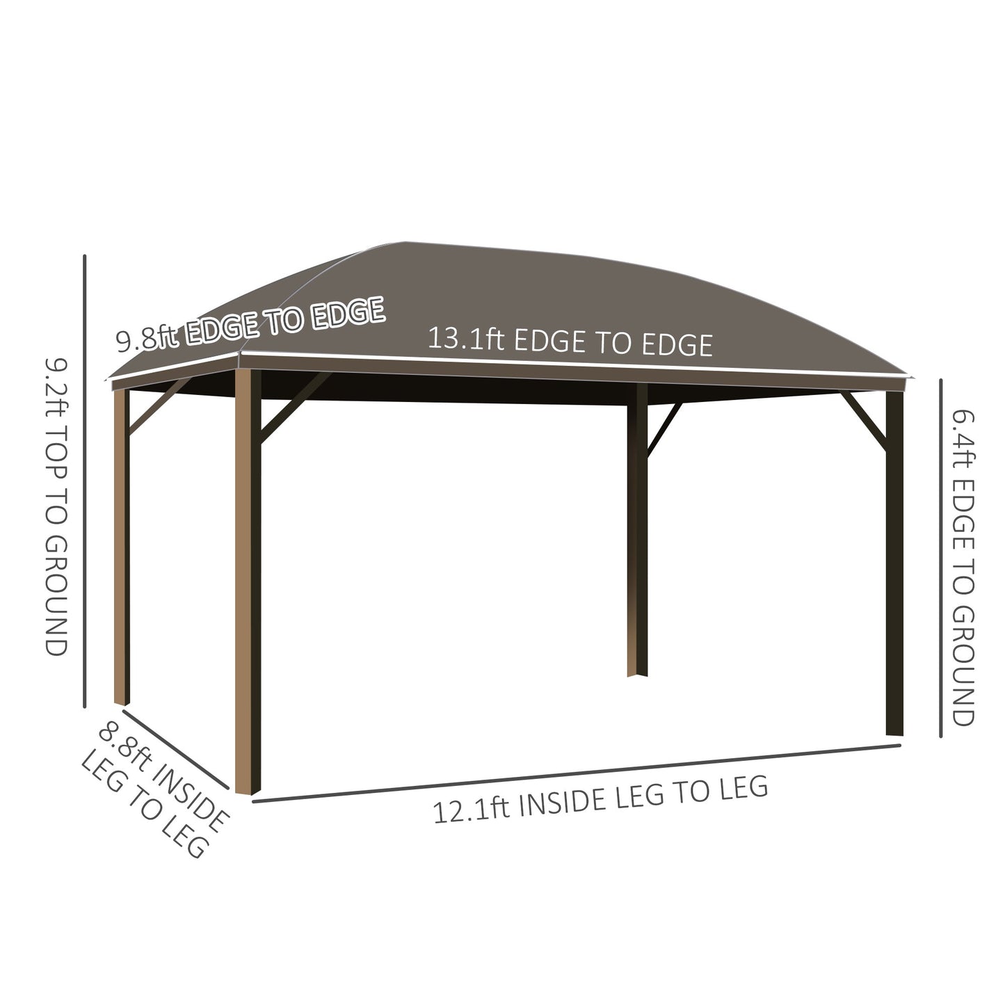 Outsunny 10' x 13' Hardtop Gazebo with Curtains, Netting, Steel Roof, Ceiling Hook, Gray - 84C-097CG