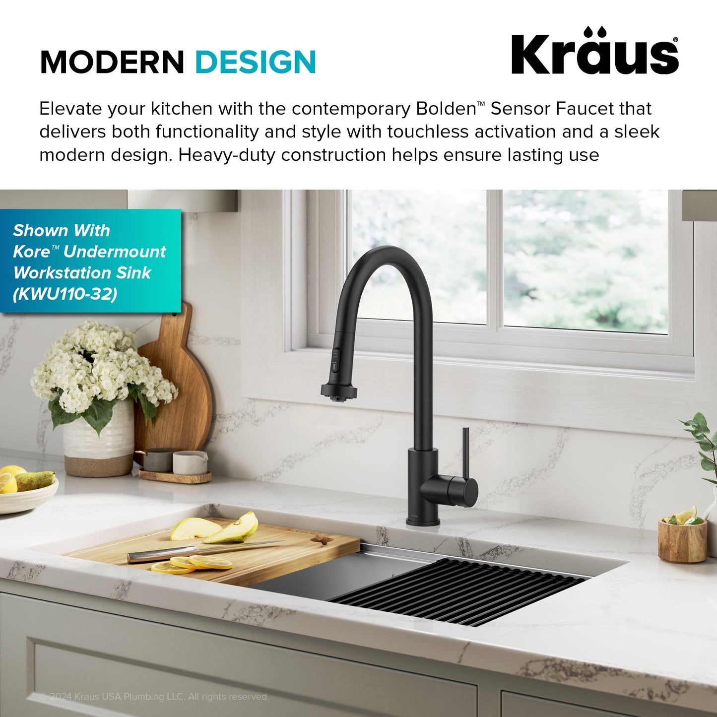 KRAUS Sensor Touchless Single Handle Pull Down Kitchen Faucet in Matte Black