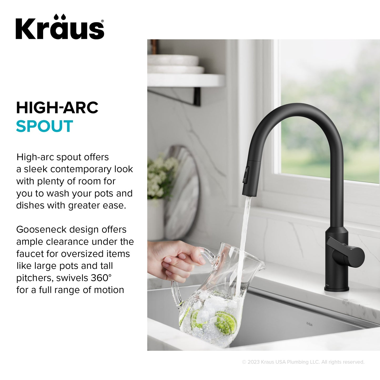 KRAUS Oletto Touchless Pull-Down Kitchen Faucet in Matte Black - KSF-2830MB