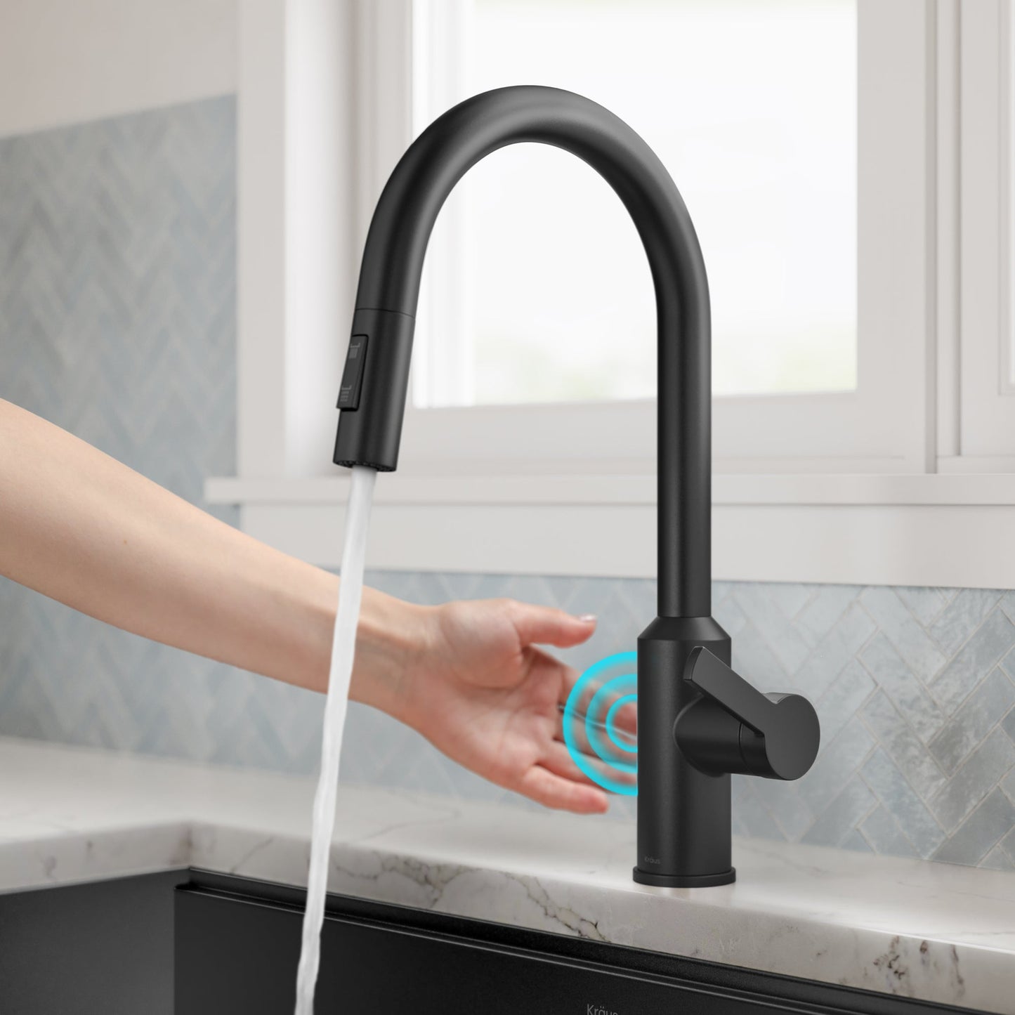 KRAUS Oletto Touchless Pull-Down Kitchen Faucet in Matte Black - KSF-2830MB