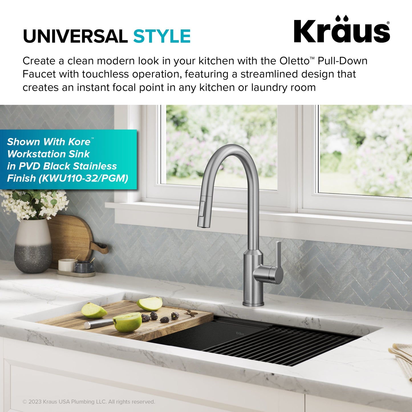 KRAUS Oletto Touchless Pull-Down Kitchen Faucet in Spot-Free Stainless Steel - KSF-2830SFS