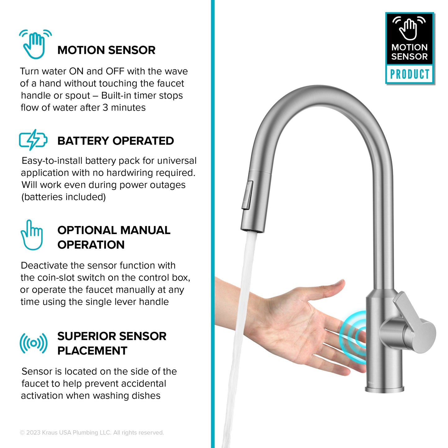 KRAUS Oletto Touchless Pull-Down Kitchen Faucet in Spot-Free Stainless Steel - KSF-2830SFS