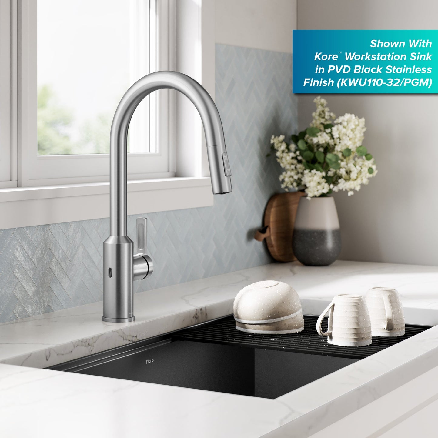 KRAUS Oletto Touchless Pull-Down Kitchen Faucet in Spot-Free Stainless Steel - KSF-2830SFS