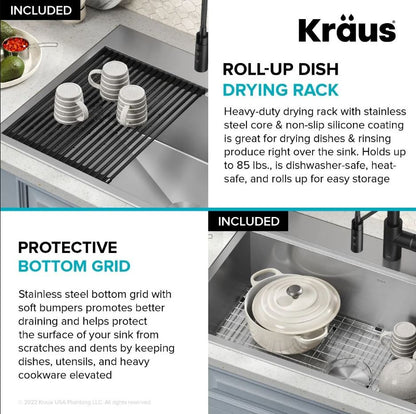 KRAUS Kore 33" Drop-In Single Bowl 16 Gauge Workstation Sink - KWT330-33