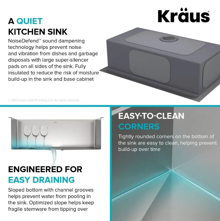 KRAUS Kore 33" Drop-In Single Bowl 16 Gauge Workstation Sink - KWT330-33
