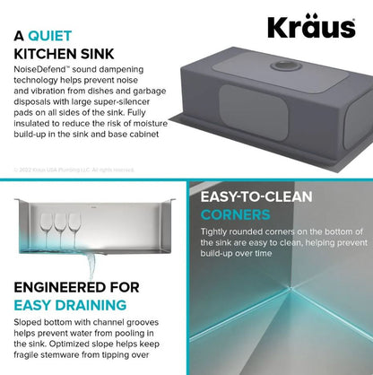 KRAUS Kore 33" Drop-In Single Bowl 16 Gauge Workstation Sink - KWT330-33