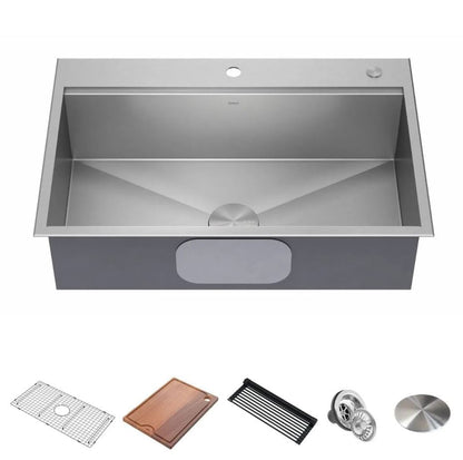 KRAUS Kore 33" Drop-In Single Bowl 16 Gauge Workstation Sink - KWT330-33