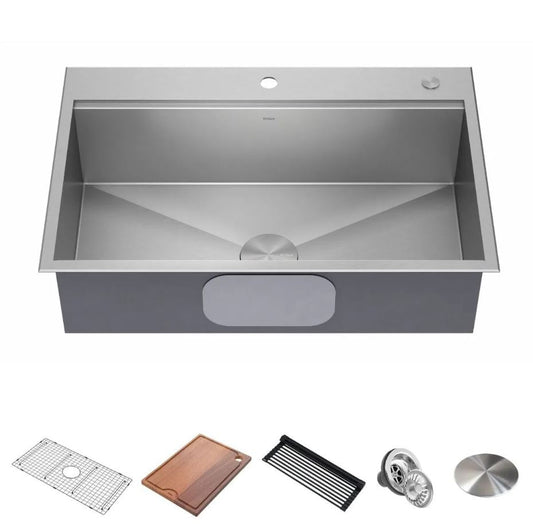 KRAUS Kore 33" Drop-In Single Bowl 16 Gauge Workstation Sink - KWT330-33