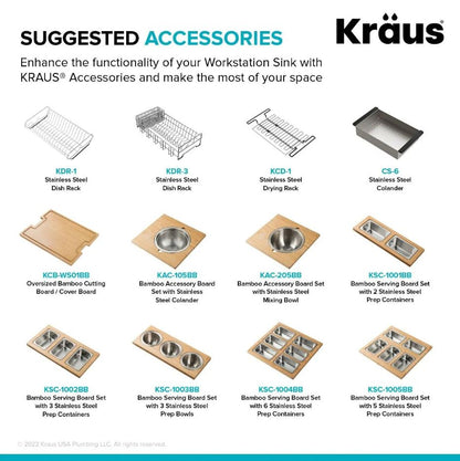 KRAUS Kore 33" Drop-In Single Bowl 16 Gauge Workstation Sink - KWT330-33