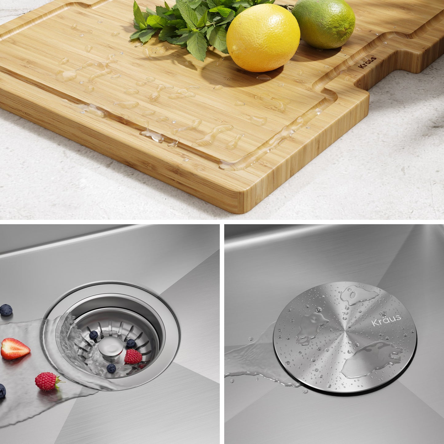KRAUS 15" x 22" Outdoor Marine Grade Workstation Drop-In T-316 Stainless Steel Bar Sink - KWT311-15-316