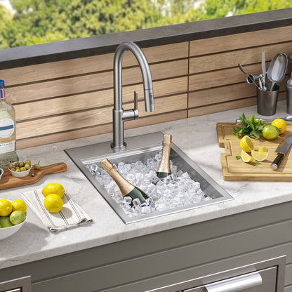 KRAUS 15" x 22" Outdoor Marine Grade Workstation Drop-In T-316 Stainless Steel Bar Sink - KWT311-15-316