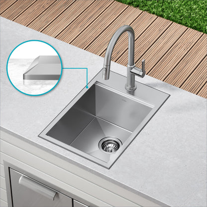 KRAUS 15" x 22" Outdoor Marine Grade Workstation Drop-In T-316 Stainless Steel Bar Sink - KWT311-15-316