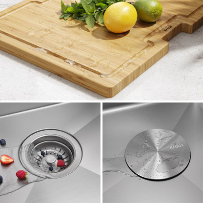 KRAUS 15"x 15" Outdoor Marine Grade Workstation Drop-In T316 Stainless Steel Bar Sink - KWT321-15-316