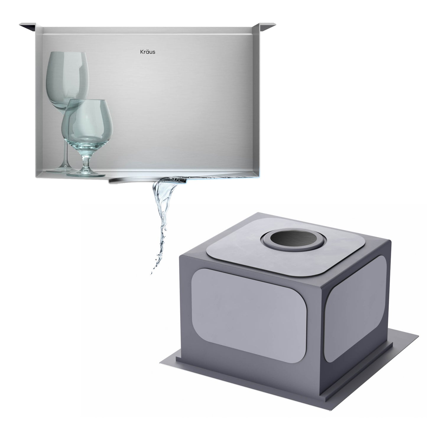 KRAUS 15"x 15" Outdoor Marine Grade Workstation Drop-In T316 Stainless Steel Bar Sink - KWT321-15-316