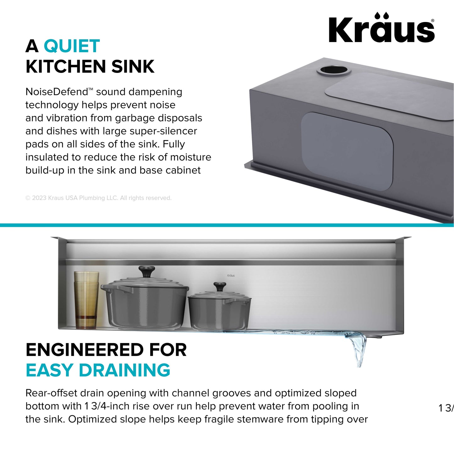 KRAUS Kore 2-Tier Workstation 45" Undermount 16 Gauge Single Bowl Stainless Steel Kitchen Sink with Accessories - KWU120-45