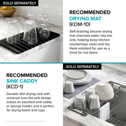 KRAUS Kore 2-Tier Workstation 45" Undermount 16 Gauge Single Bowl Stainless Steel Kitchen Sink with Accessories - KWU120-45