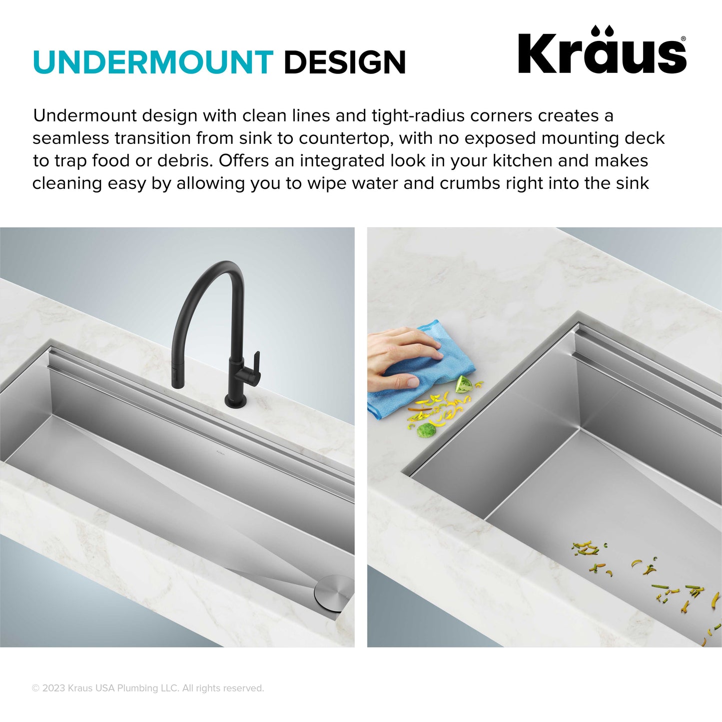 KRAUS Kore 2-Tier Workstation 45" Undermount 16 Gauge Single Bowl Stainless Steel Kitchen Sink with Accessories - KWU120-45
