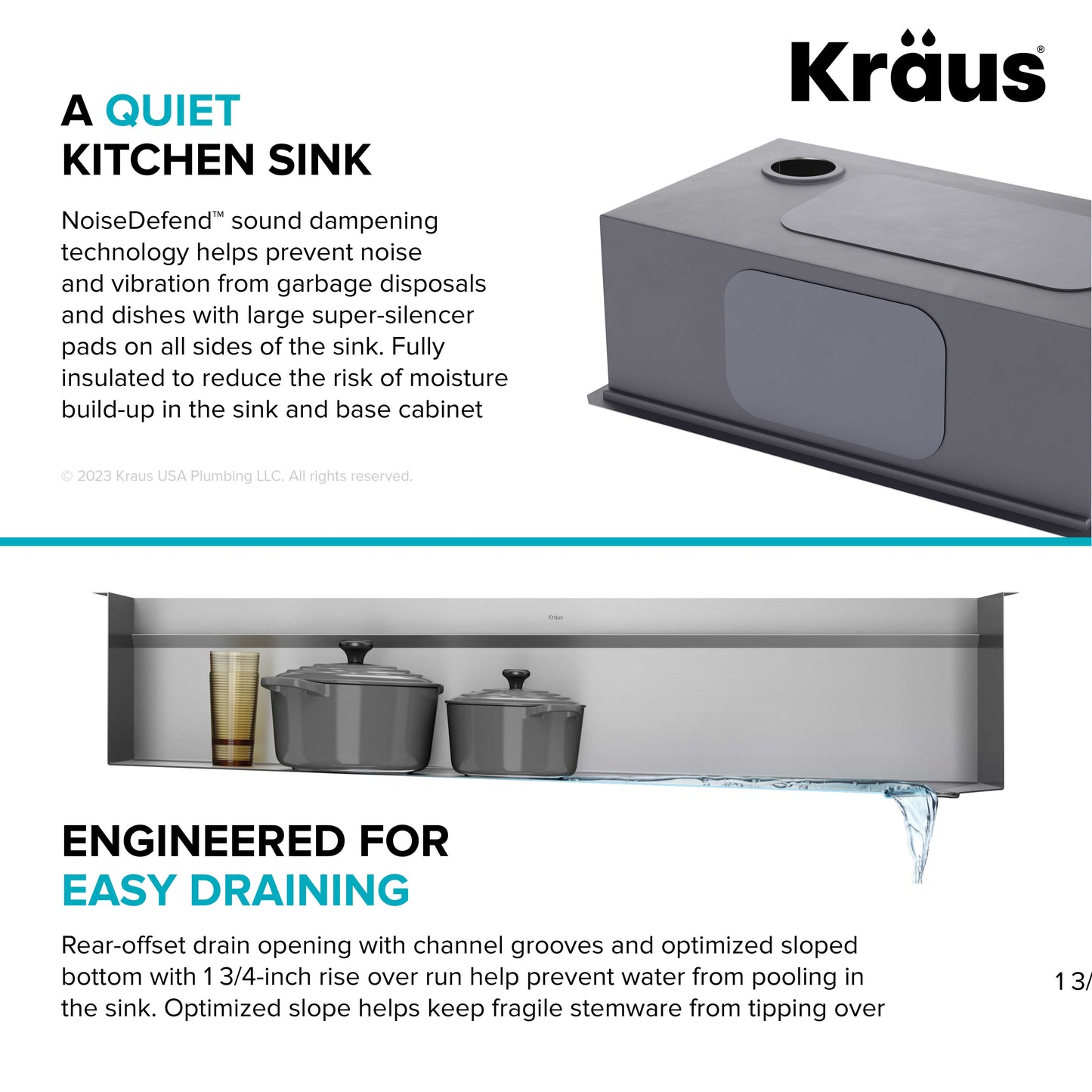 KRAUS Kore Dual Tier 57" Undermount Workstation 16 Gauge Single Bowl Kitchen Sink - KWU210-57