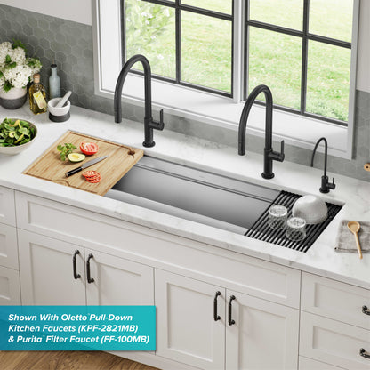 KRAUS Kore Dual Tier 57" Undermount Workstation 16 Gauge Single Bowl Kitchen Sink - KWU210-57