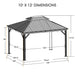 Kozyard Alexander 10' X 12' Hardtop Gazebo, Aluminum Metal Gazebo with Galvanized Steel Double Roof Canopy, Curtain and Netting, Permanent Gazebo Pavilion for Patio, Backyard, Deck, Lawn Gray - KZAHG1012GRA