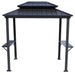 Kozyard 6’ x 8’ BBQ Hardtop Grill Gazebo, Outdoor Barbecue Gazebo with Double Galvanized Steel Roof, Aluminum BBQ Gazebo with 2 Side Shelves for Patio Lawn Garden - KZBBQ68GY