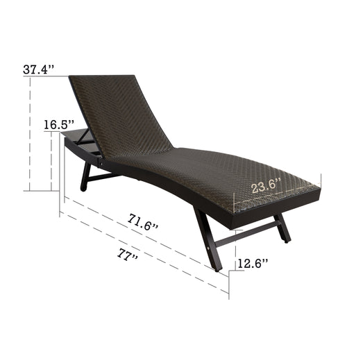 Kozyard Long Reclining Single Chaise Set of 2 - KZLC535BR