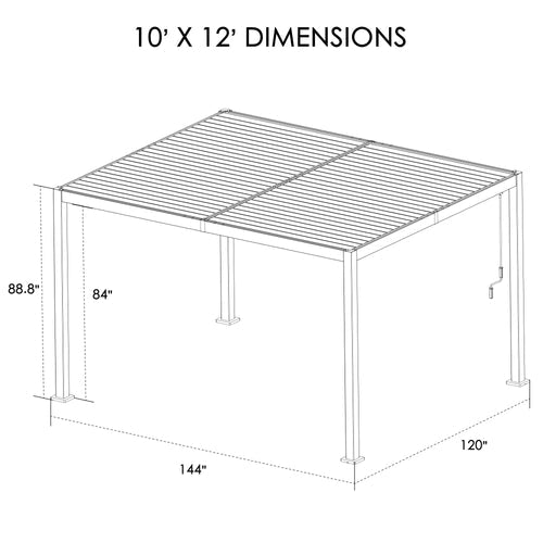 Kozyard Elizabeth Outdoor Louvered Pergola Sun Shade Aluminum Pergola Rainproof Gazebo with Adjustable Roof for Outdoor Deck Patio Garden Yard - KZLPG1012WHI