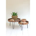 Kalalou Set Of Two Recycled Round Wooden Coffee Tables W Iron Bases - NMCC1246