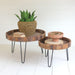 Kalalou Set Of Two Recycled Round Wooden Coffee Tables W Iron Bases - NMCC1246