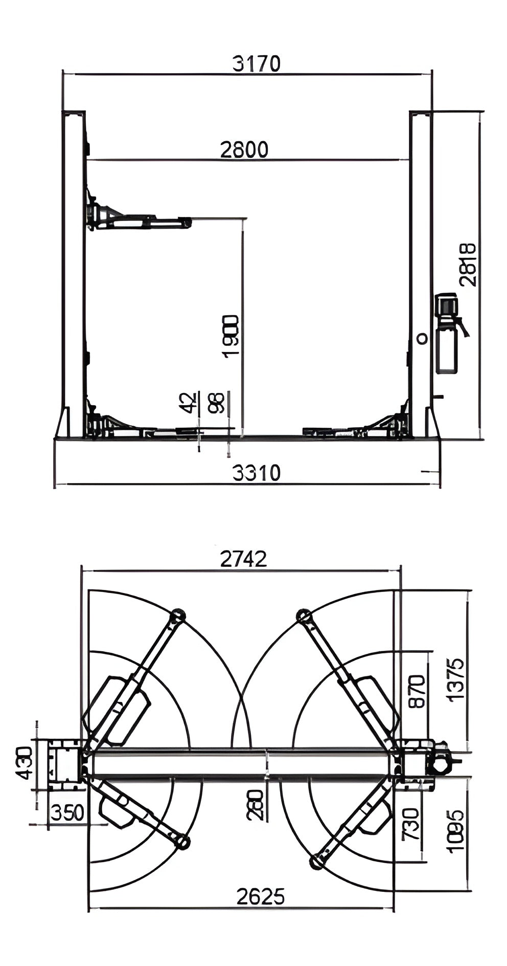 Katool 12,000lbs Two Post Lift Single Lock Release Auto Lift Car Lift H120D - KT-H120D