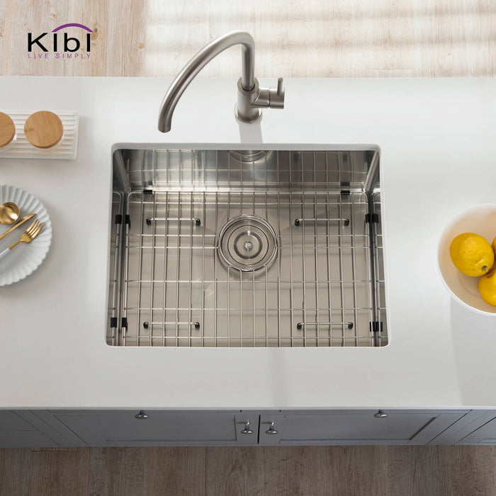 Kibi 23" x 18" x 10" Handcrafted Undermount Single Bowl Kitchen Sink With Satin Finish - K1-S23