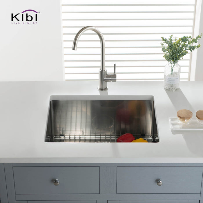 Kibi 23" x 18" x 10" Handcrafted Undermount Single Bowl Kitchen Sink With Satin Finish - K1-S23