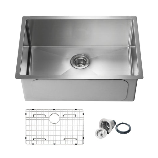 Kibi 26" x 18" x 10" Handcrafted Undermount Single Bowl Kitchen Sink With Satin Finish - K1-S26