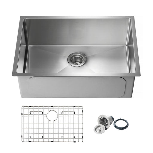 Kibi 28" x 19" x 10" Handcrafted Undermount Single Bowl Kitchen Sink With Satin Finish - K1-S28