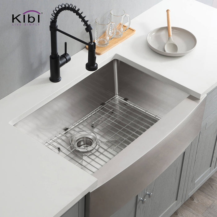 Kibi 30" x 22" x 10" Handcrafted Single Bowl Farmhouse Apron Kitchen Sink - K1-SF30