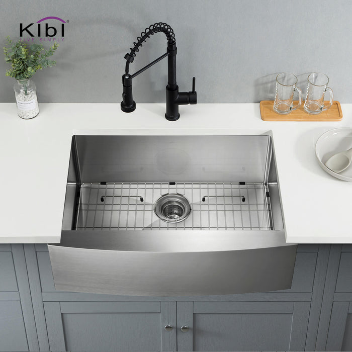 Kibi 30" x 22" x 10" Handcrafted Single Bowl Farmhouse Apron Kitchen Sink - K1-SF30