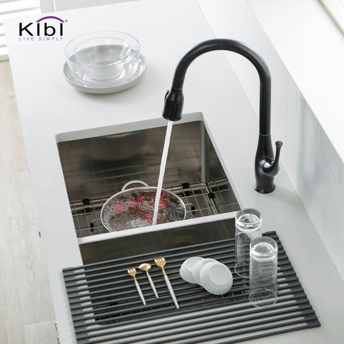 Kibi 32 3/4" x 19" x 10" Handcrafted Undermount Double Bowl Kitchen Sink With Satin Finish - K1-D33-BS