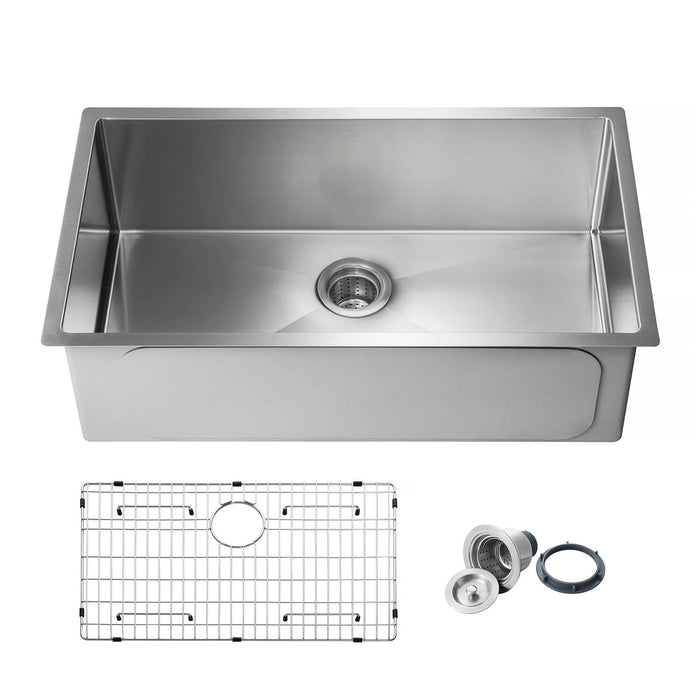 Kibi 32 3/4" x 19" x 10" Handcrafted Undermount Single Bowl Stainless Steel Kitchen Sink With Satin Finish - K1-S33