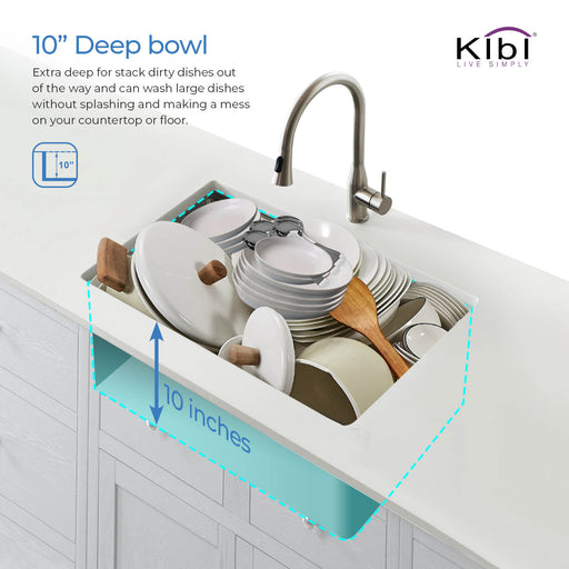 Kibi 32 3/4" x 19" x 10" Single Bowl Undermount Workstation Sink In Satin Finish - K1-S33T