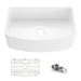 Kibi 33" x 20" x 10" Pure Series Glossy White Single Bowl Fireclay Farmhouse Sink With Curved Apron Front - K2-SF33C