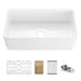 Kibi 33" x 20" x 10" Pure Series Single Bowl Fireclay Farmhouse Kitchen Sink In Glossy White - K2-SF33T