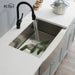 Kibi 33" x 22" x 10" Handcrafted Single Bowl Farmhouse Apron Kitchen Sink With Satin Finish - K1-SF33