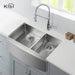 Kibi 36" x 22" x 10" Handcrafted Double Bowl Farmhouse Apron Kitchen Sink With Satin Finish - K1-DF36