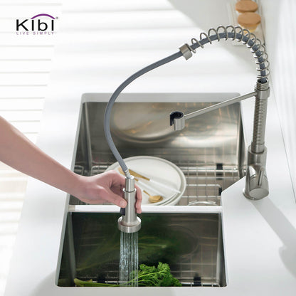 Kibi Aurora Single Handle High Arc Pull Down Kitchen Faucet In Brushed Nickel Finish - KKF2003BN