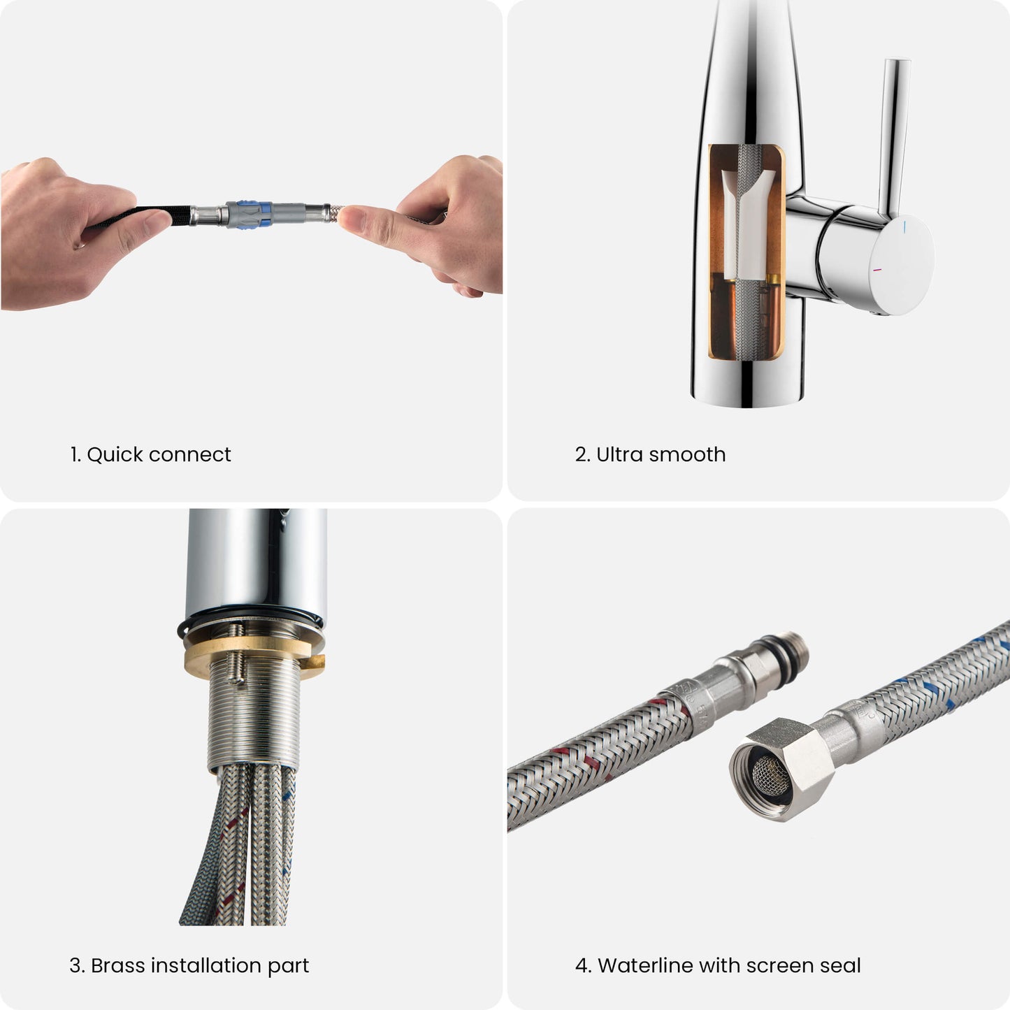 Kibi Bari Single Handle Pull Down Kitchen Bar Sink Faucet With Soap Dispenser in Chrome Finish - C-KKF2015CH-KSD100CH
