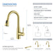 Kibi Bari Single Handle Pull Down Kitchen and Bar Sink Faucet With Soap Dispenser in Brushed Gold Finish -C-KKF2015BG-KSD100BG